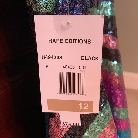 Rare Editions semi-formal dress.  Completely sequined with exposed back zipper - Picture 3 of 3